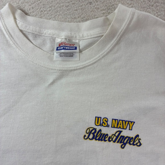 Vintage US Navy Blue Angels T Shirt Men Med White Military Fighter Jet Plane Y2K - Picture 4 of 8